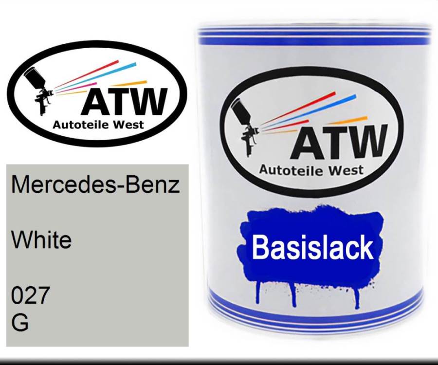 Mercedes-Benz, White, 027 G: 1L Lackdose, von ATW Autoteile West.